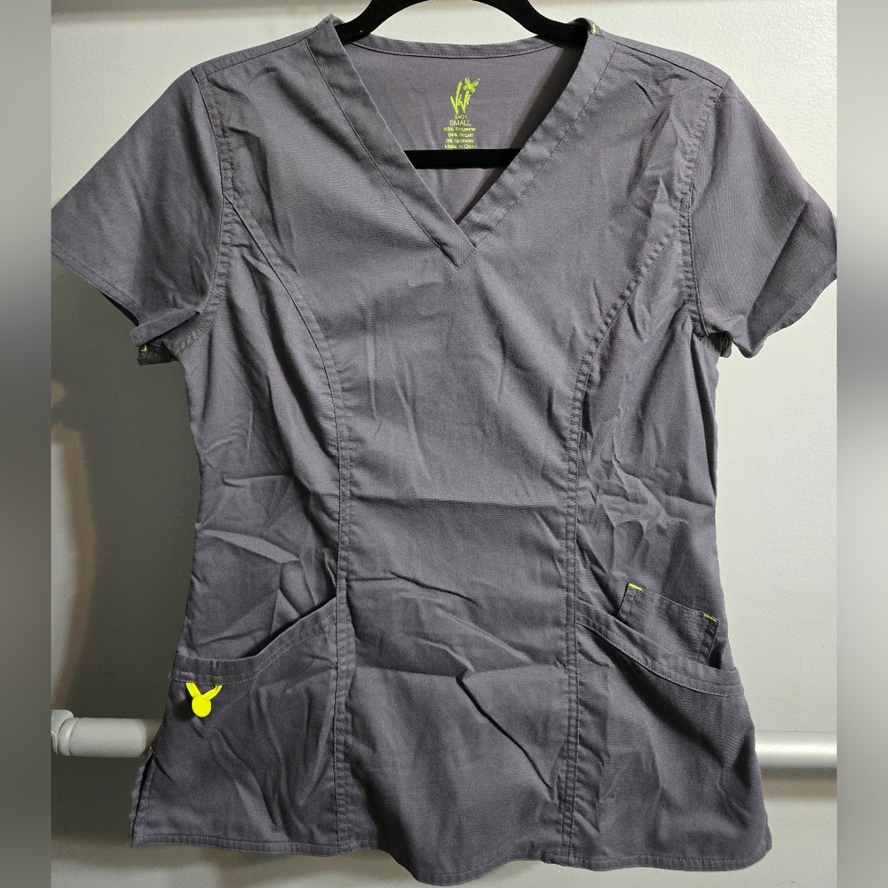 ViVi Charcoal Short Sleeve Women's Scrub Top